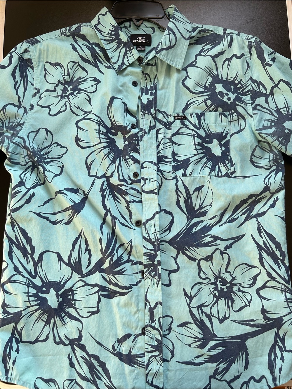 O'Neill Aqua & Navy Short-Sleeve Floral Button-Down Shirt